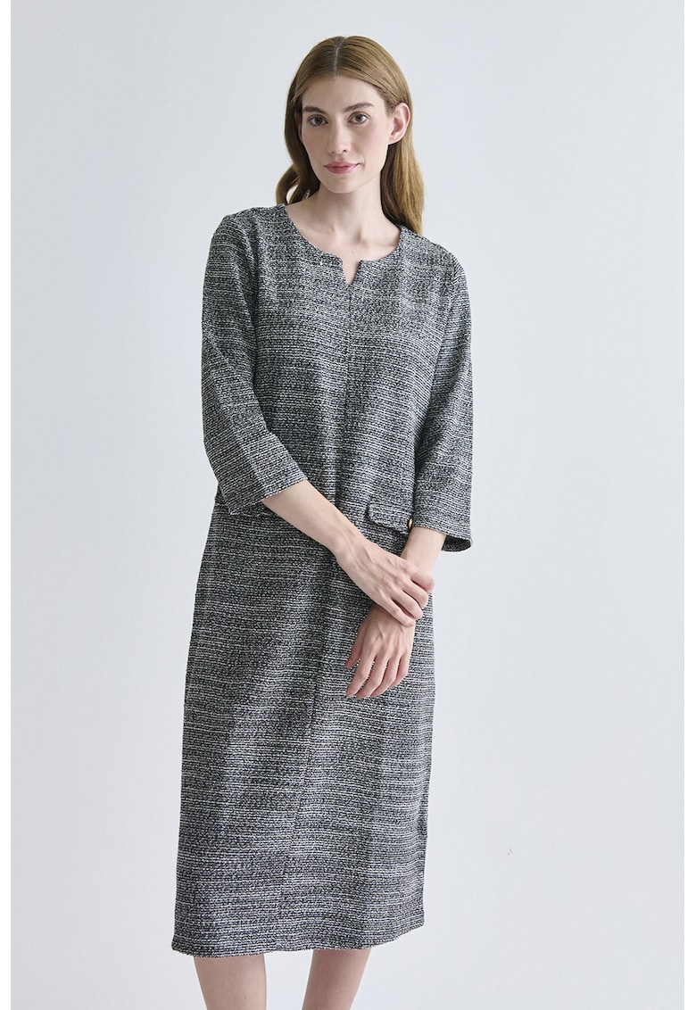 Rochie midi din tuid - Gri melange