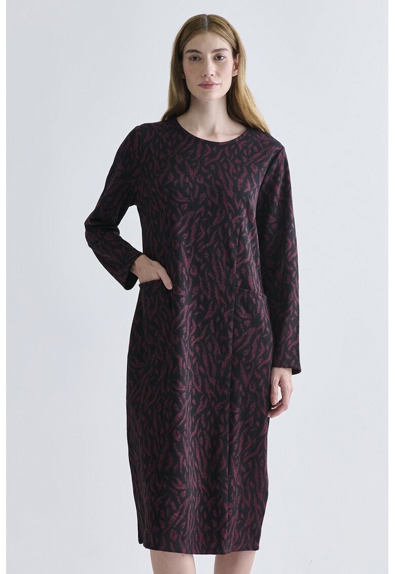 Rochie midi cu imprimeu grafic - Rosu/Negru