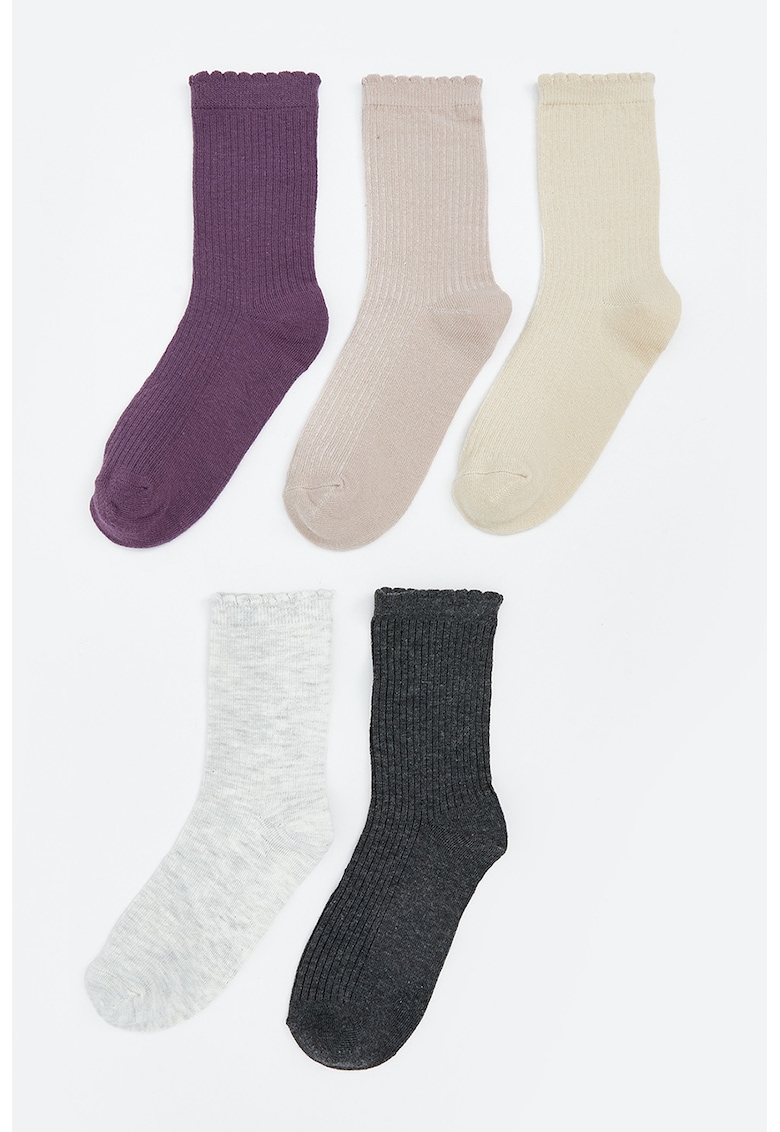Set de sosete lungi cu model uni - 5 perechi