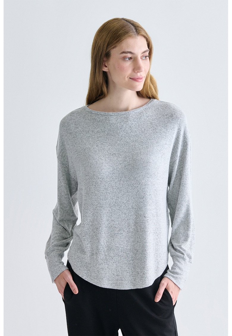 Bluza cu decolteu barcuta - Gri melange