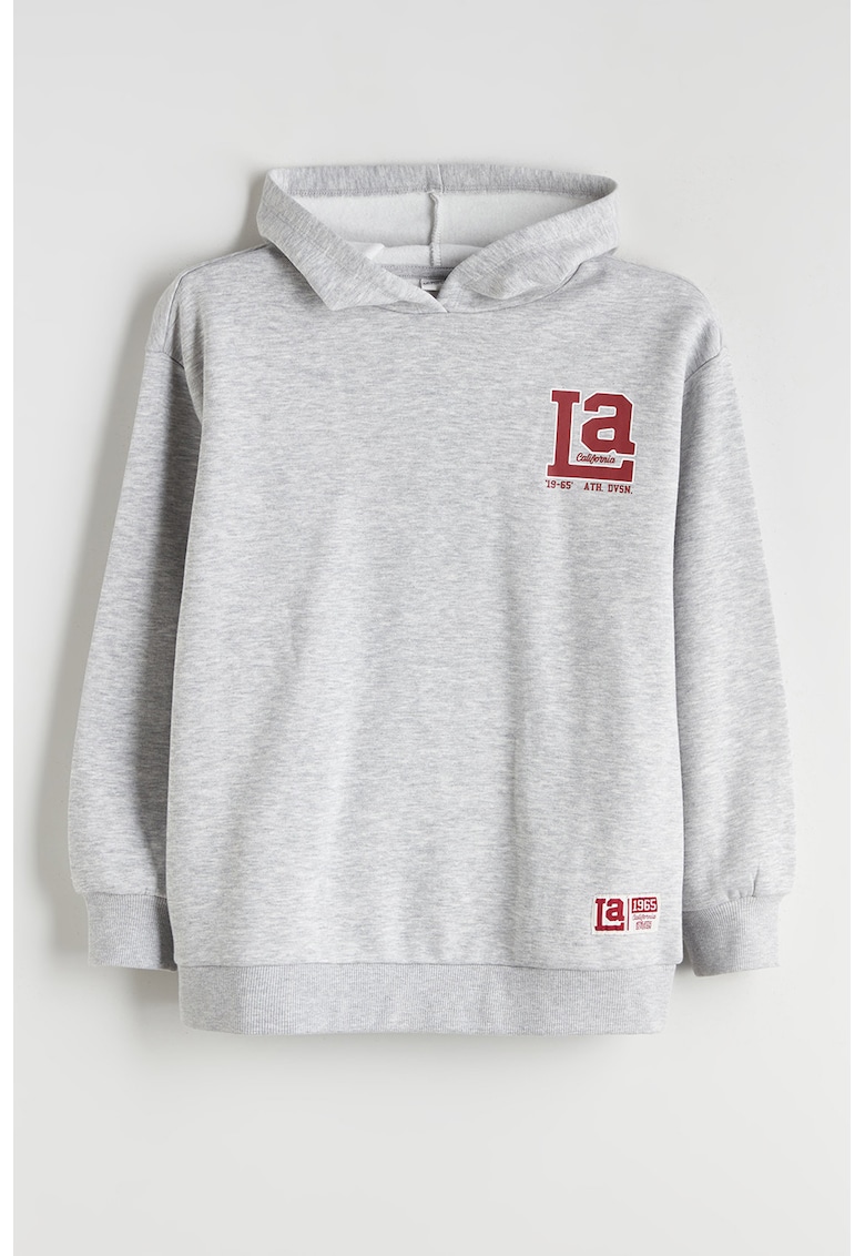 Hanorac cu imprimeu text pe partea din spate - Visiniu/Gri melange