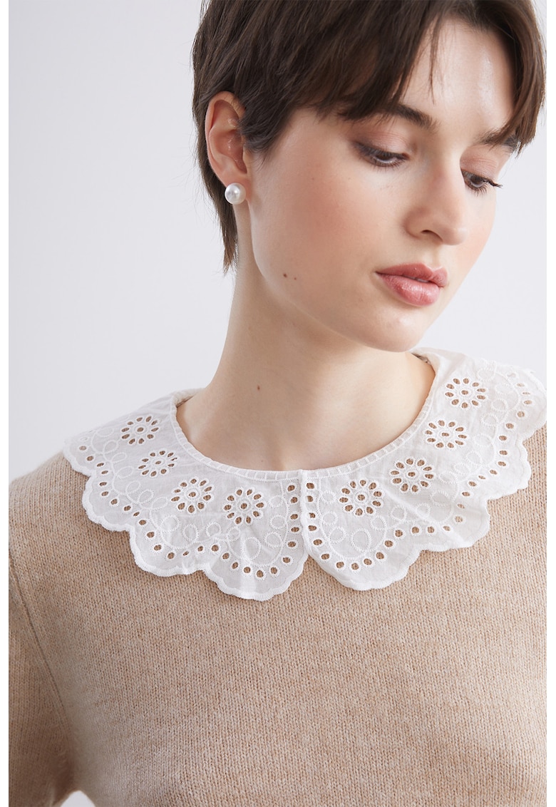 Pulover regular-fit cu model uni - Maro nisip