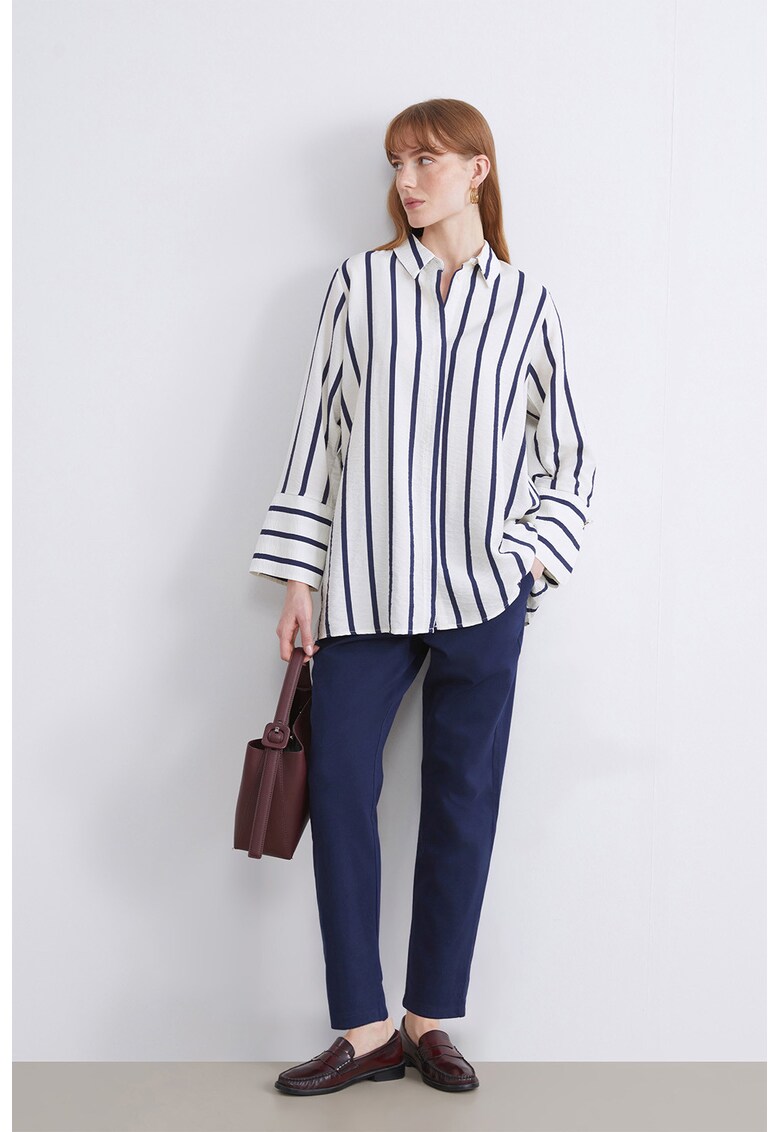 Pantaloni drepti cu model uni - Bleumarin