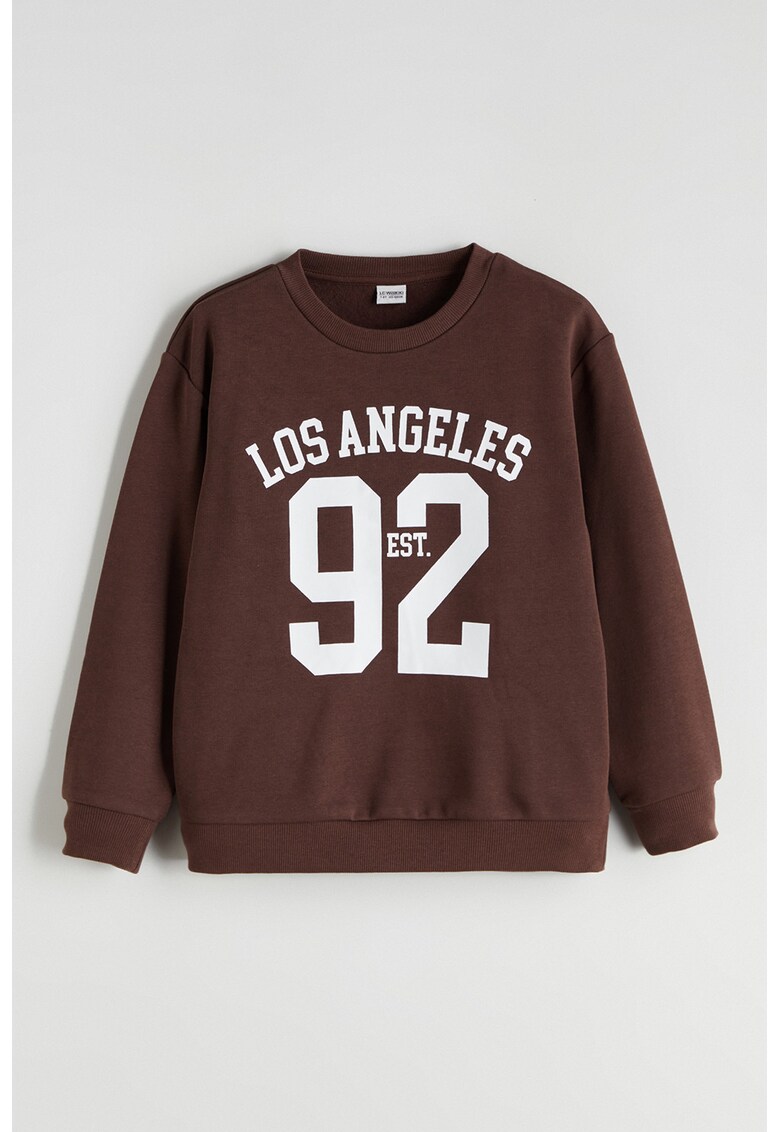 Bluza de trening din amestec de bumbac cu imprimeu - Alb/Maro inchis