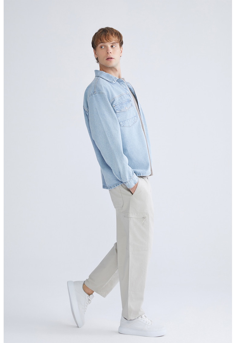 Pantaloni cargo cu talie ajustabila - Alb murdar