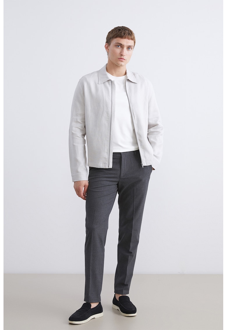 Pantaloni uni eleganti cu buzunare laterale - Gri inchis