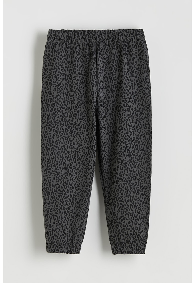 Pantaloni cu buline si talie elastica - Negru/Gri antracit