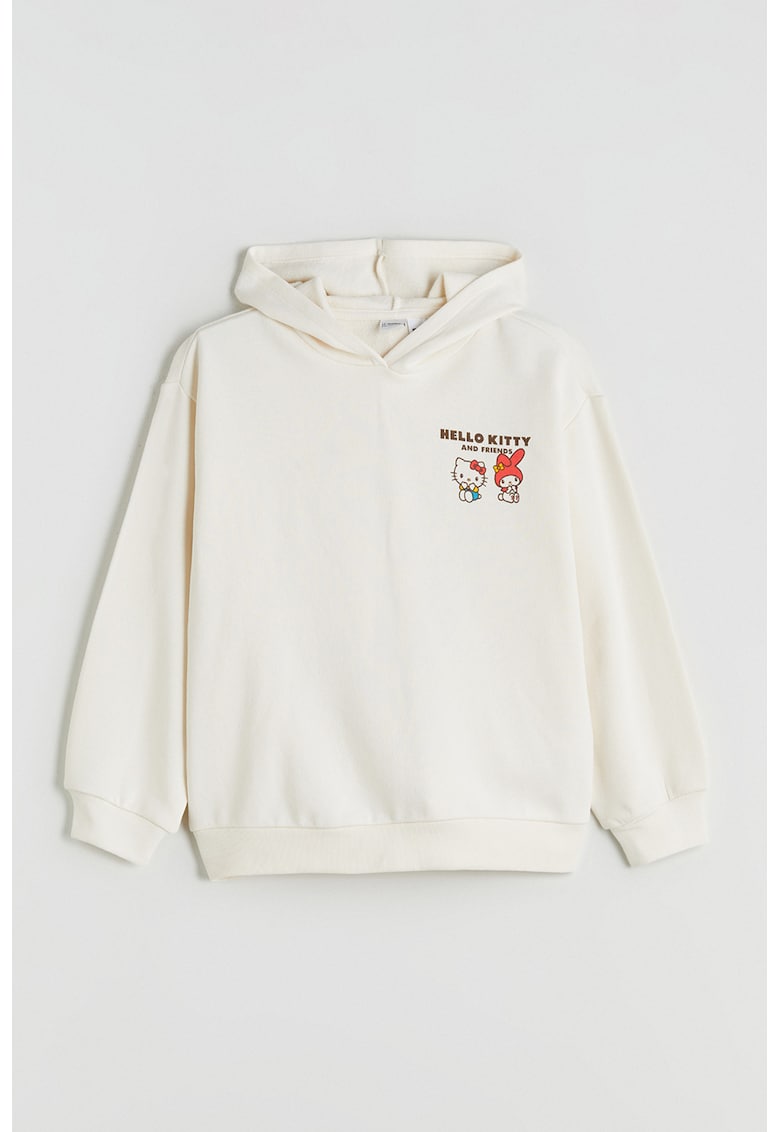 Hanorac cu imprimeu Hello Kitty - Galben/Coral/Alb murdar