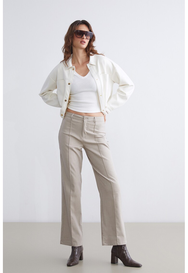 Pantaloni slim-fit cu talie medie Vision - Maro taupe deschis