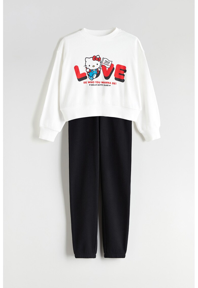 Set de bluza si pantaloni - 2 piese - Rosu/Alb/Negru