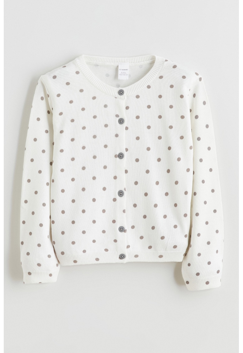 Cardigan cu imprimeu cu buline - Alb/Gri