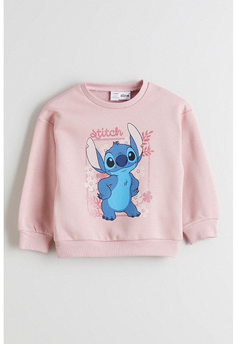 Bluza de trening cu imprimeu grafic - Roz pastel/Albastru