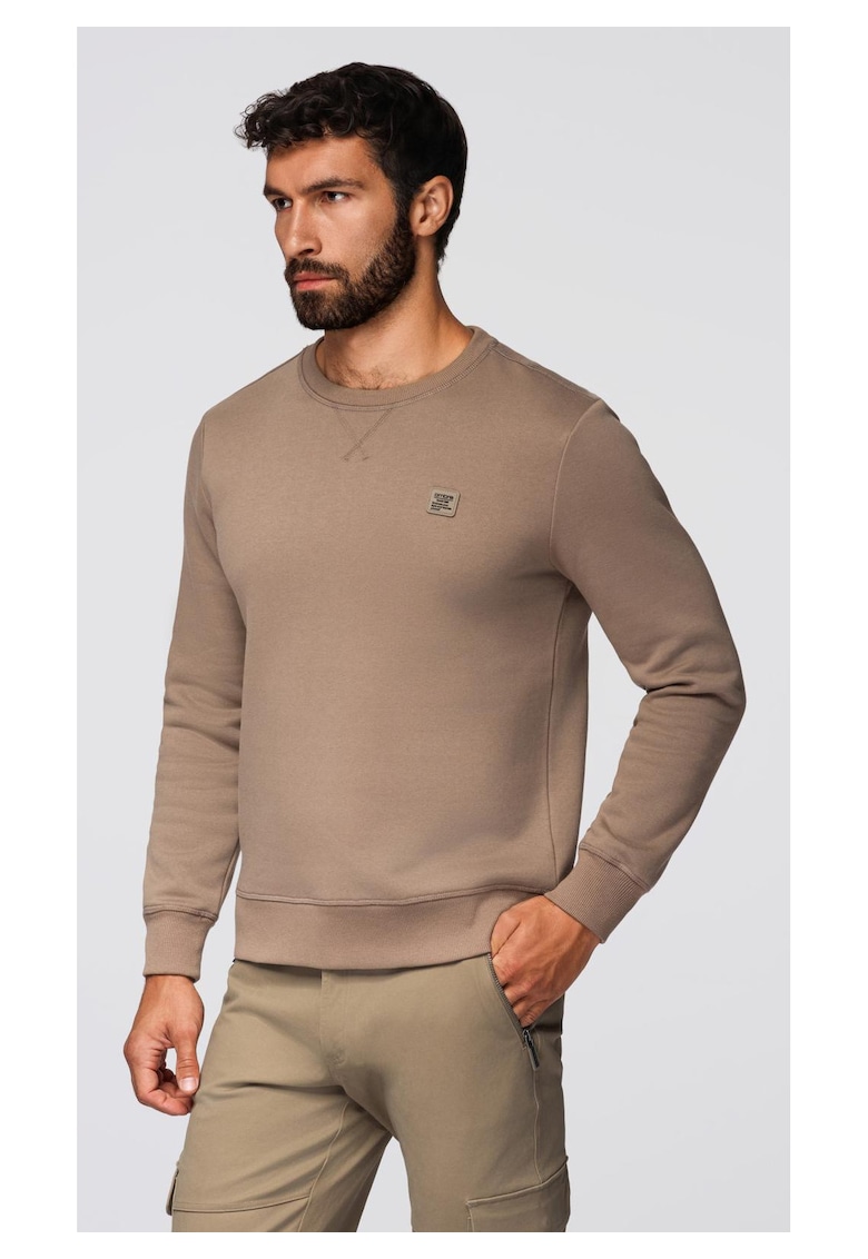 Bluza clasica cu guler rotund OM-SSNZ-0243 - Maro cafeniu