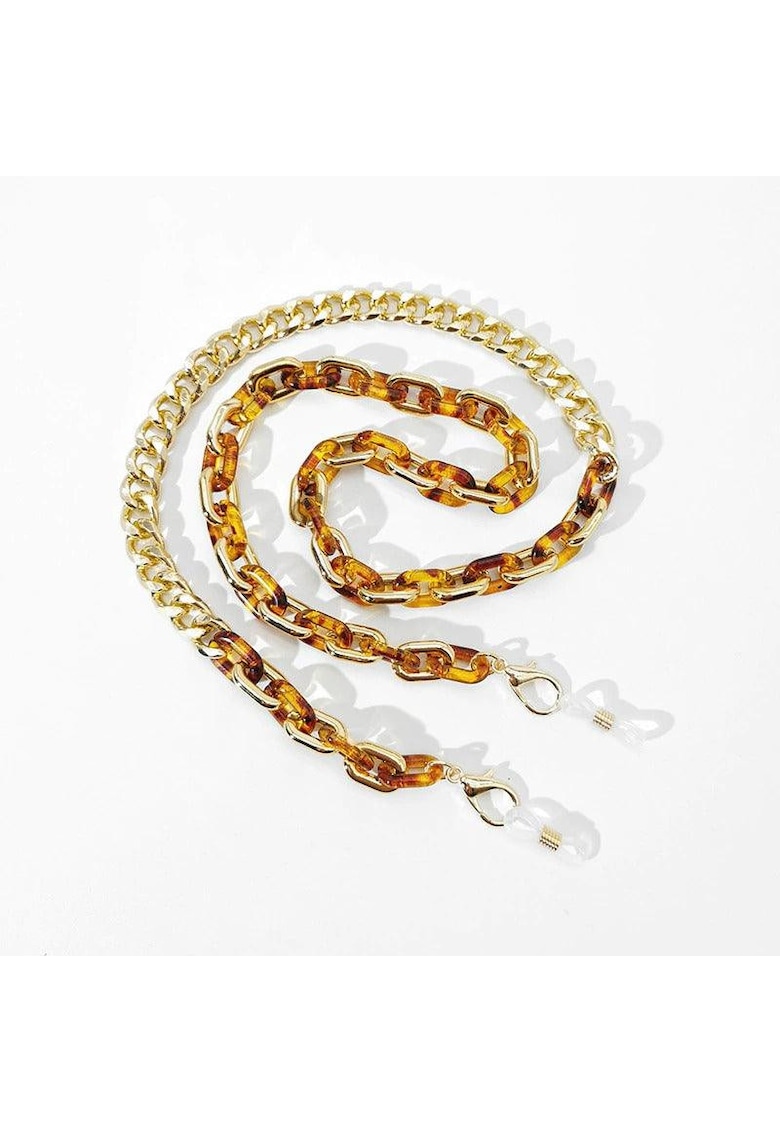 Lant de ochelari - auriu - cu zale maro - Angela C2