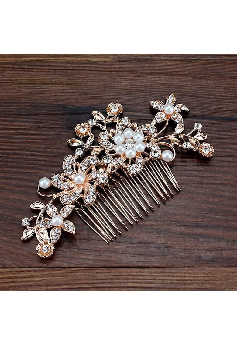 Accesoriu par - rose gold - cu flori si pietre - Eisa C3