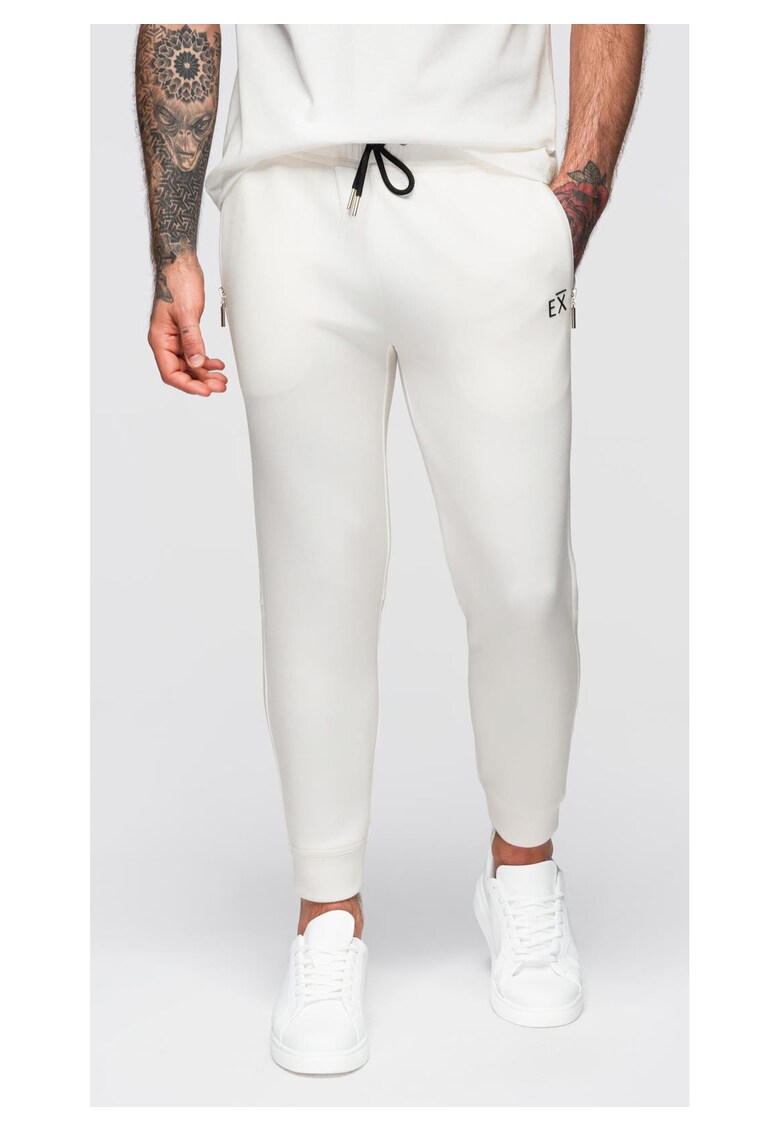 Pantaloni de trening cu picioare elastice OM-PASK-0223 - Alb
