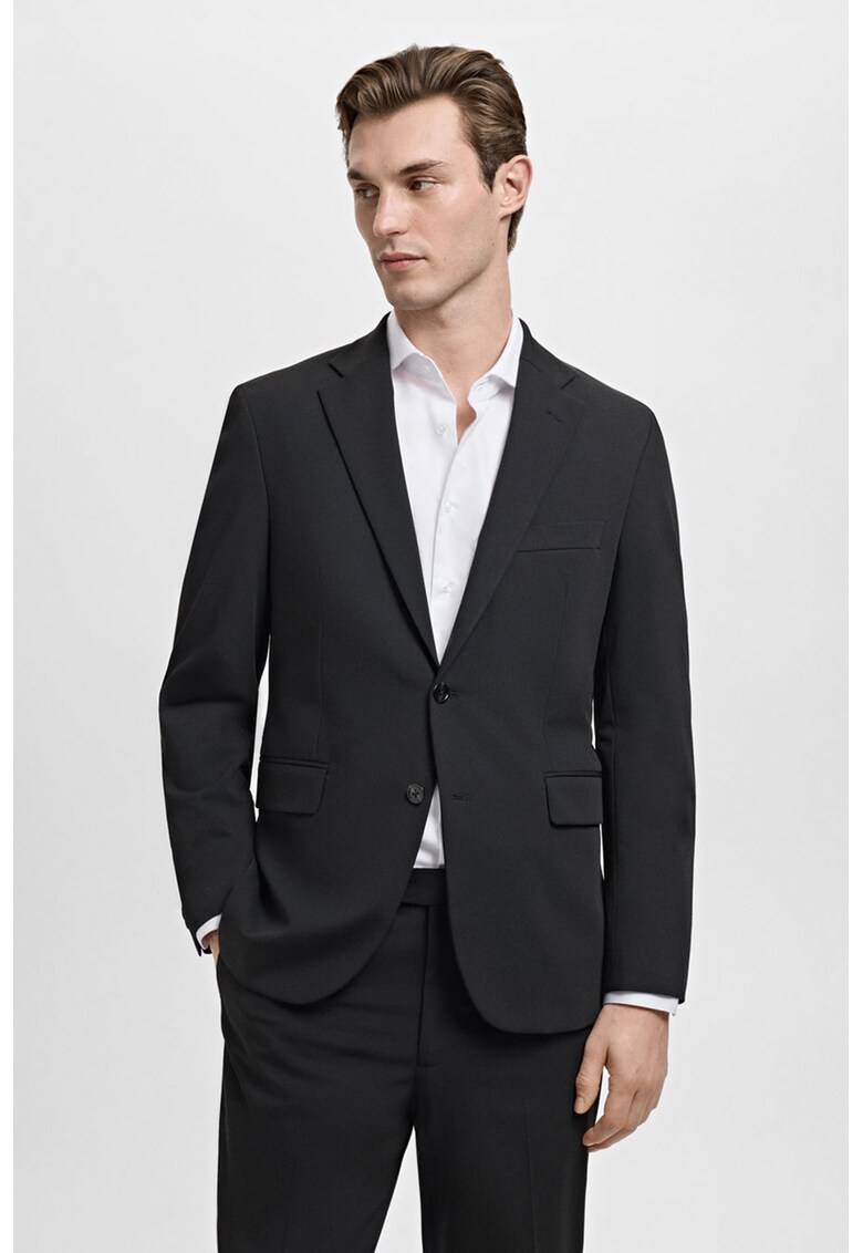 Sacou cu revere decupate - Negru