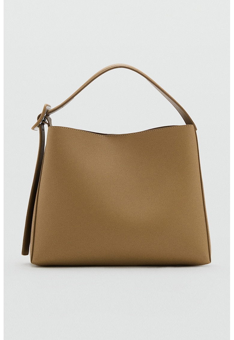 Geanta de piele ecologica cu bareta detasabila - Caramel