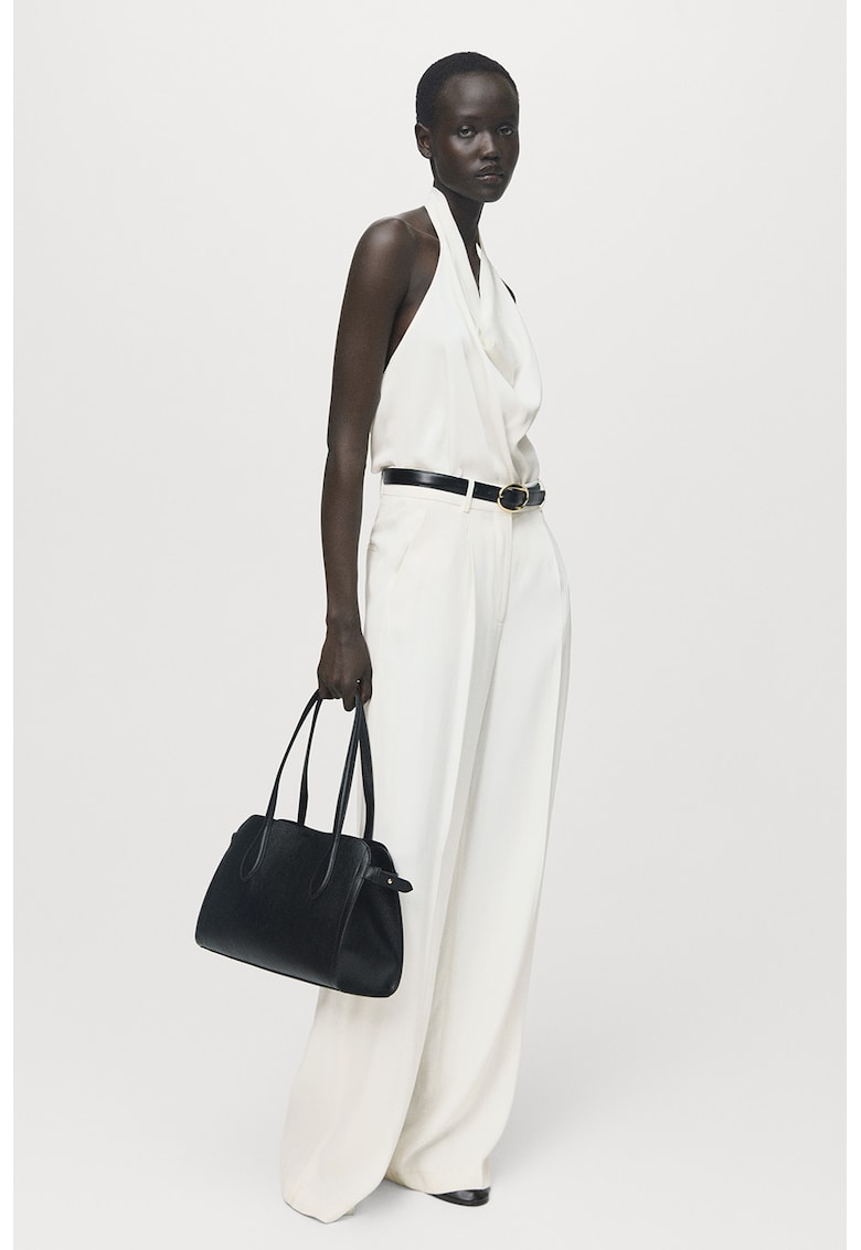 Bluza de satin cu decolteu drapat