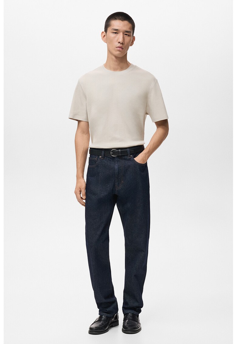 Tricou din bumbac cu model uni - Bej deschis