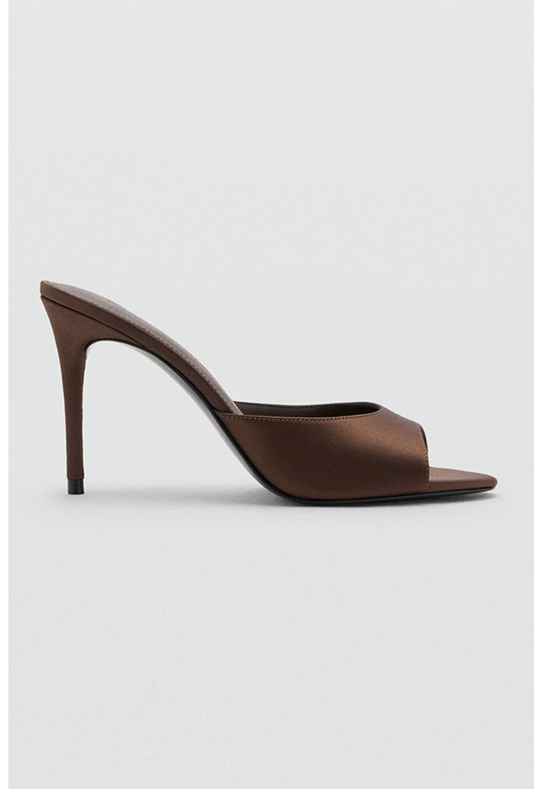 Sandale textile cu toc stiletto - Maro inchis