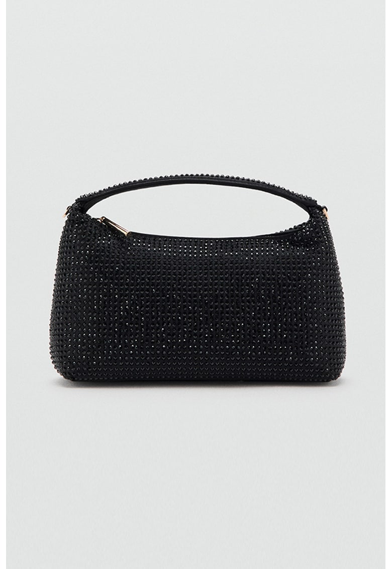 Geanta crossbody cu fermoar si lant - Negru