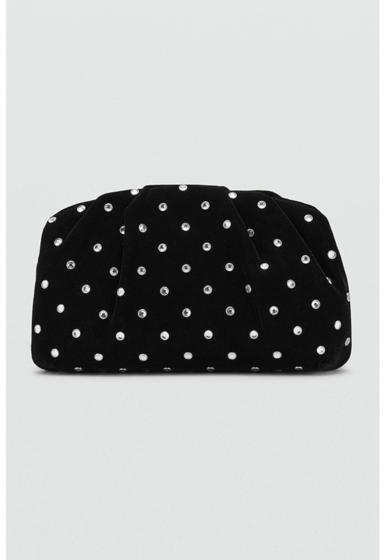 Geanta crossbody textila cu lant - Negru/Argintiu