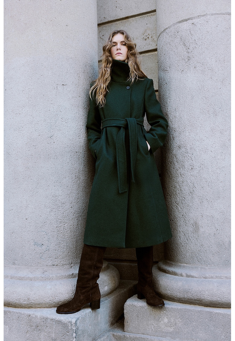 Haina din amestec de lana cu un cordon - Verde englez