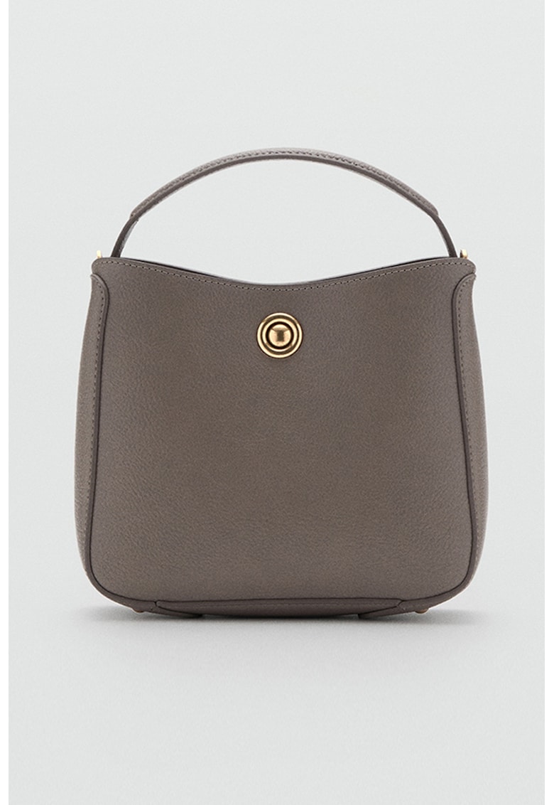 Geanta crossbody de piele ecologica cu doua compartimente - Maro taupe