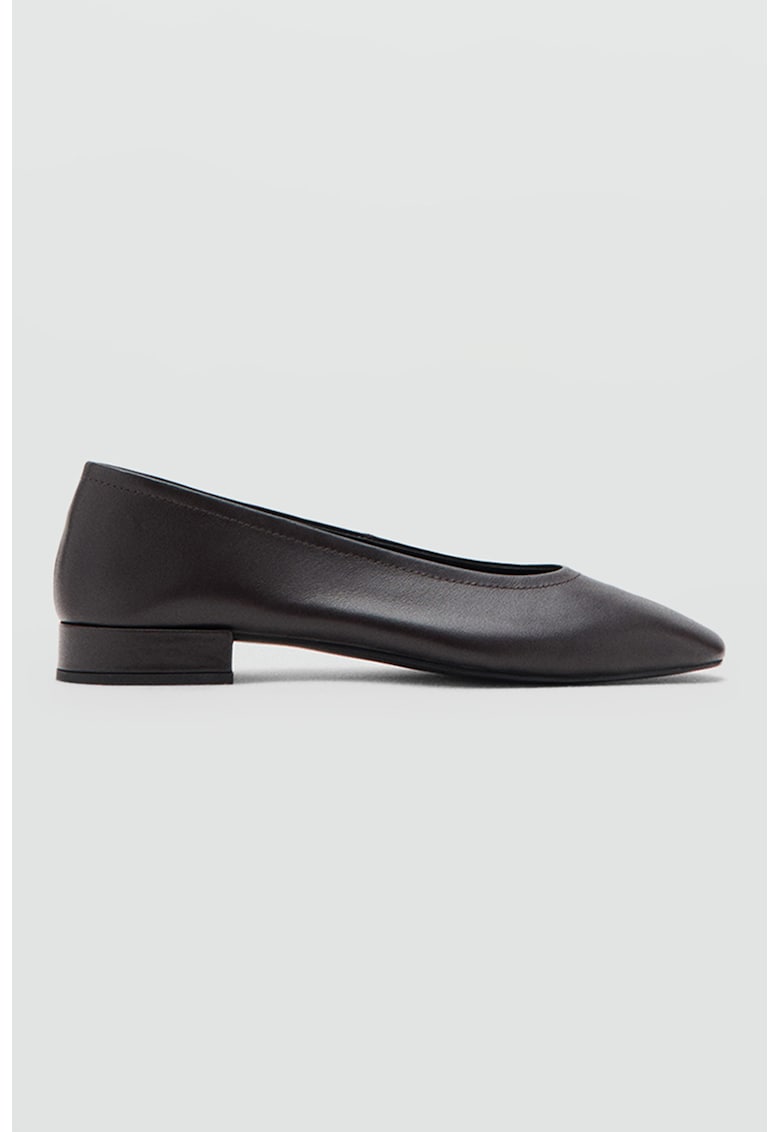 Pantofi din piele cu toc mic - Negru