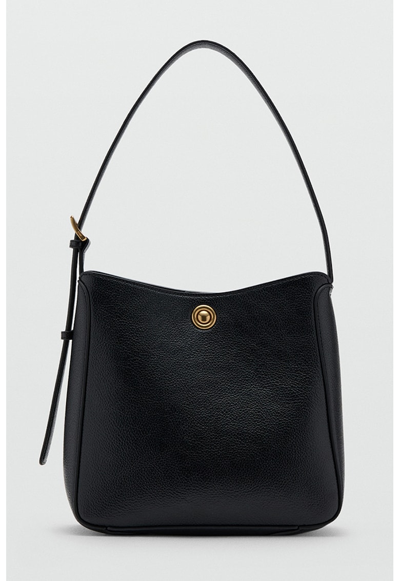 Geanta de piele ecologica cu bareta ajustabila - Negru