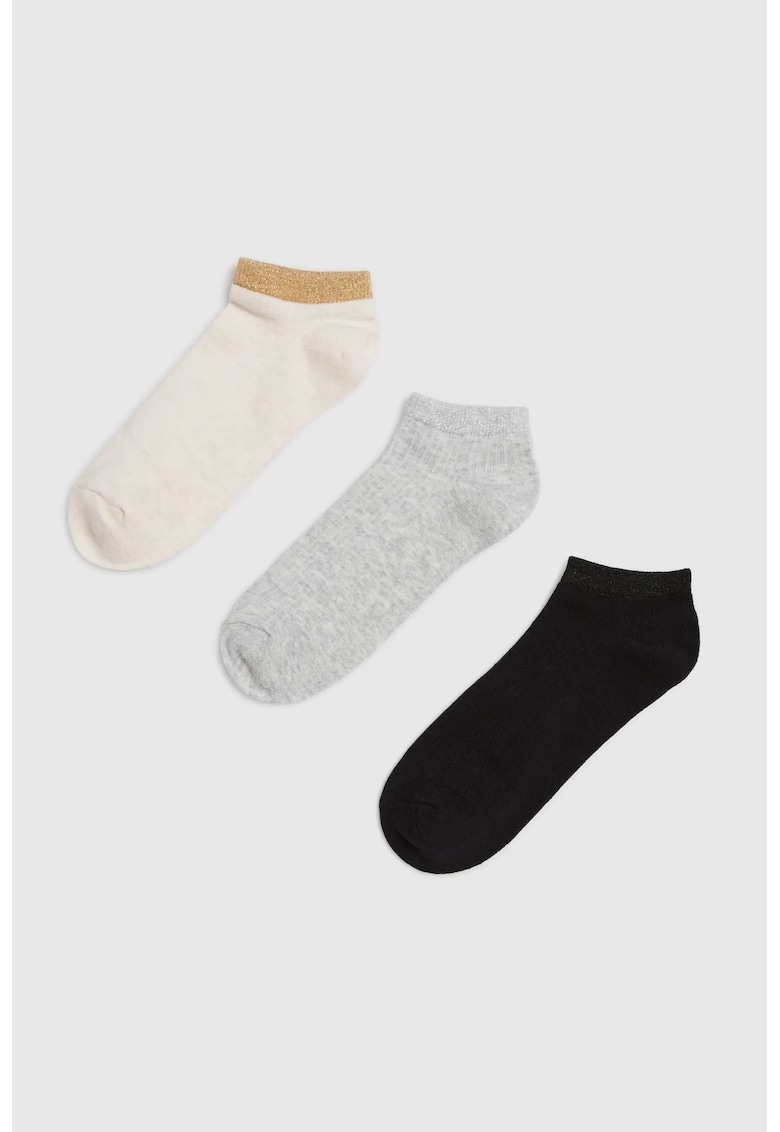 Sosete - bej - 37-40 - bumbac - striat texturat - stoper
