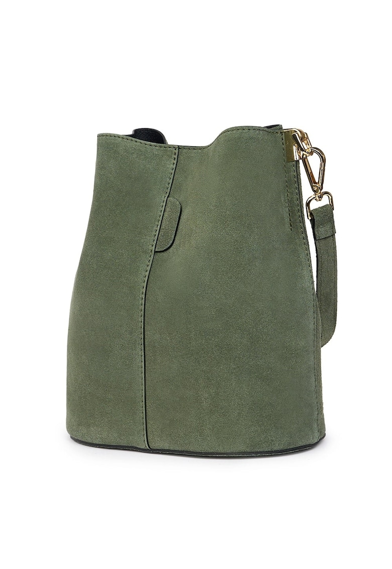 Geanta dama din piele intoarsa Milena verde