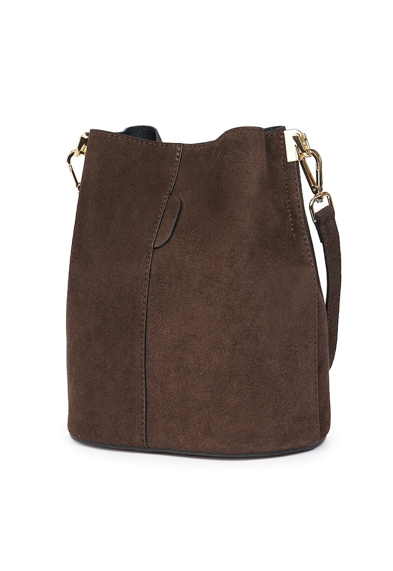 Geanta dama din piele intoarsa Milena maro inchis