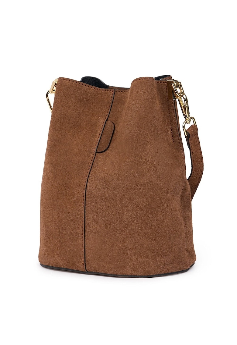 Geanta dama din piele intoarsa Milena maro