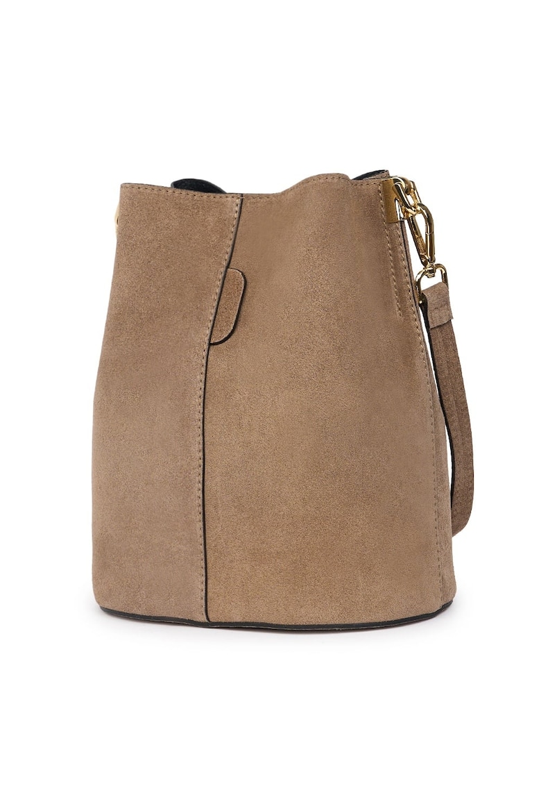 Geanta dama din piele intoarsa Milena bej