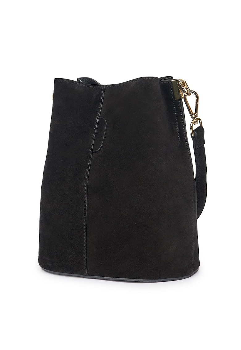 Geanta dama din piele intoarsa Milena neagra