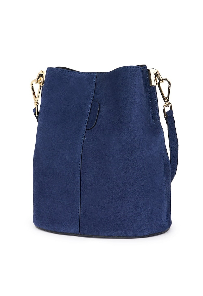 Geanta dama din piele intoarsa Milena bleumarin