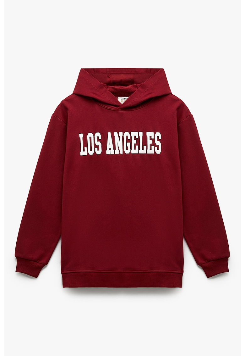 Hanorac cu imprimeu text - Rosu inchis