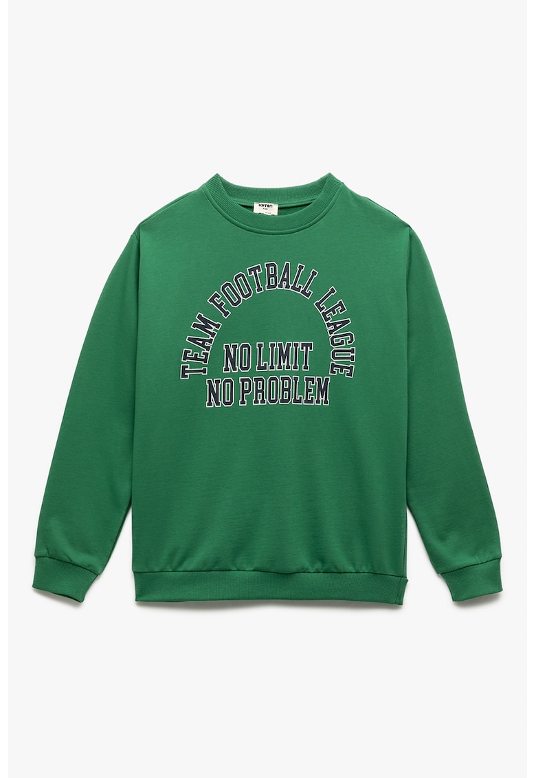 Bluza de trening cu imprimeu text - Alb/Verde