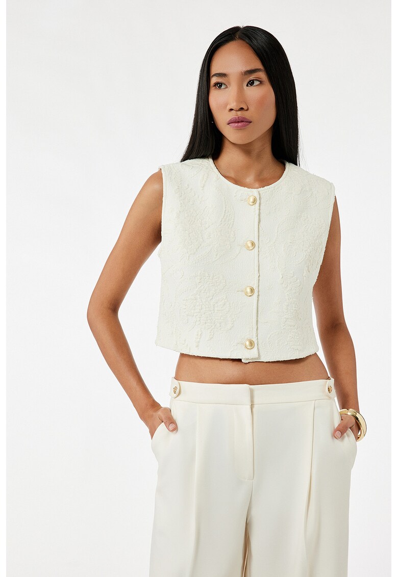 Bluza crop cu nasturi - Alb