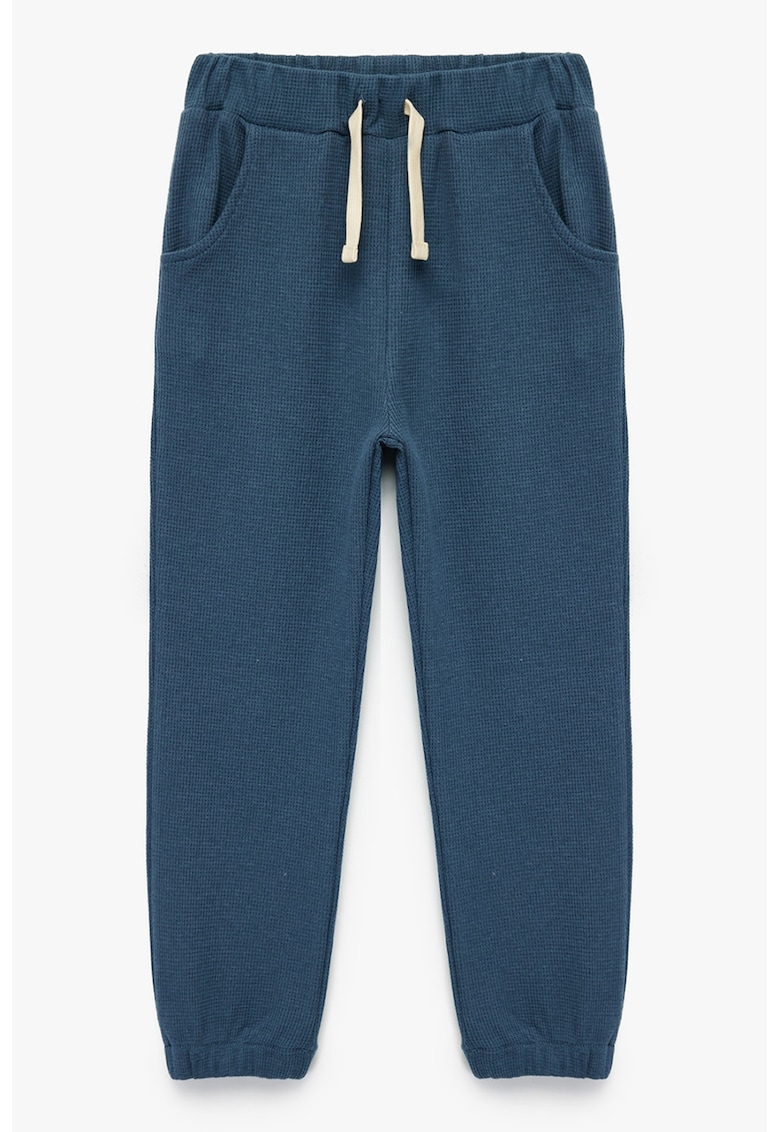 Pantaloni uni de trening din bumbac - Albastru prafuit