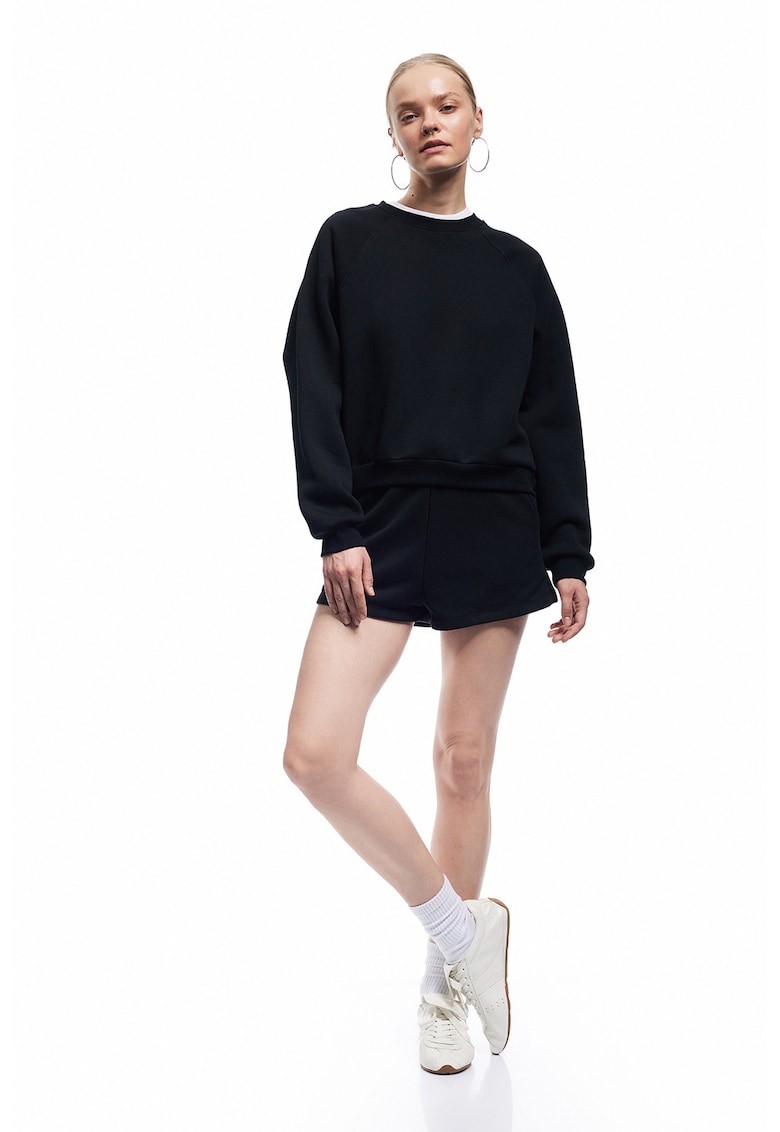 Bluza de trening cu maneci raglan - Negru