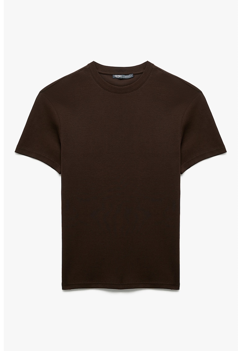Tricou slim fit uni - Maro inchis