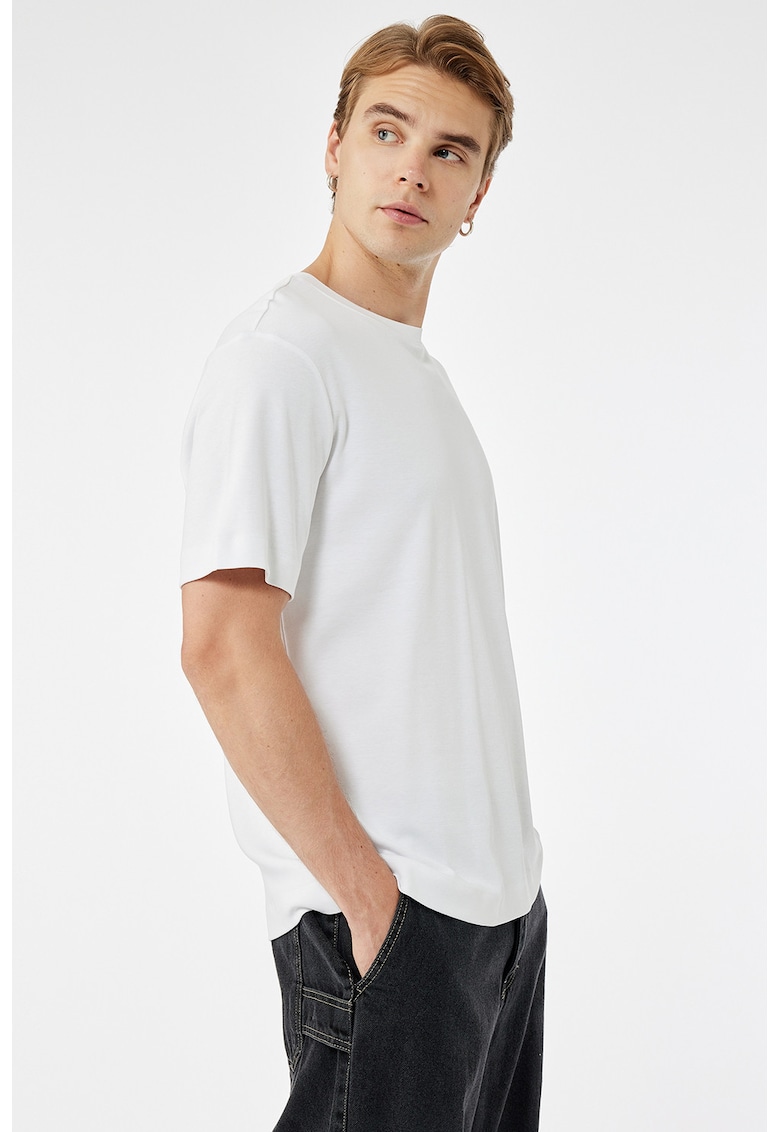 Tricou regular fit de bumbac - Alb