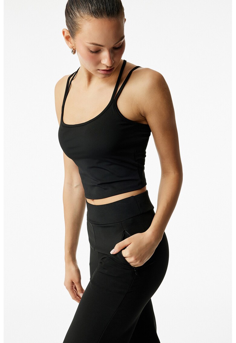 Bustiera uni slim fit pentru fitness - Negru