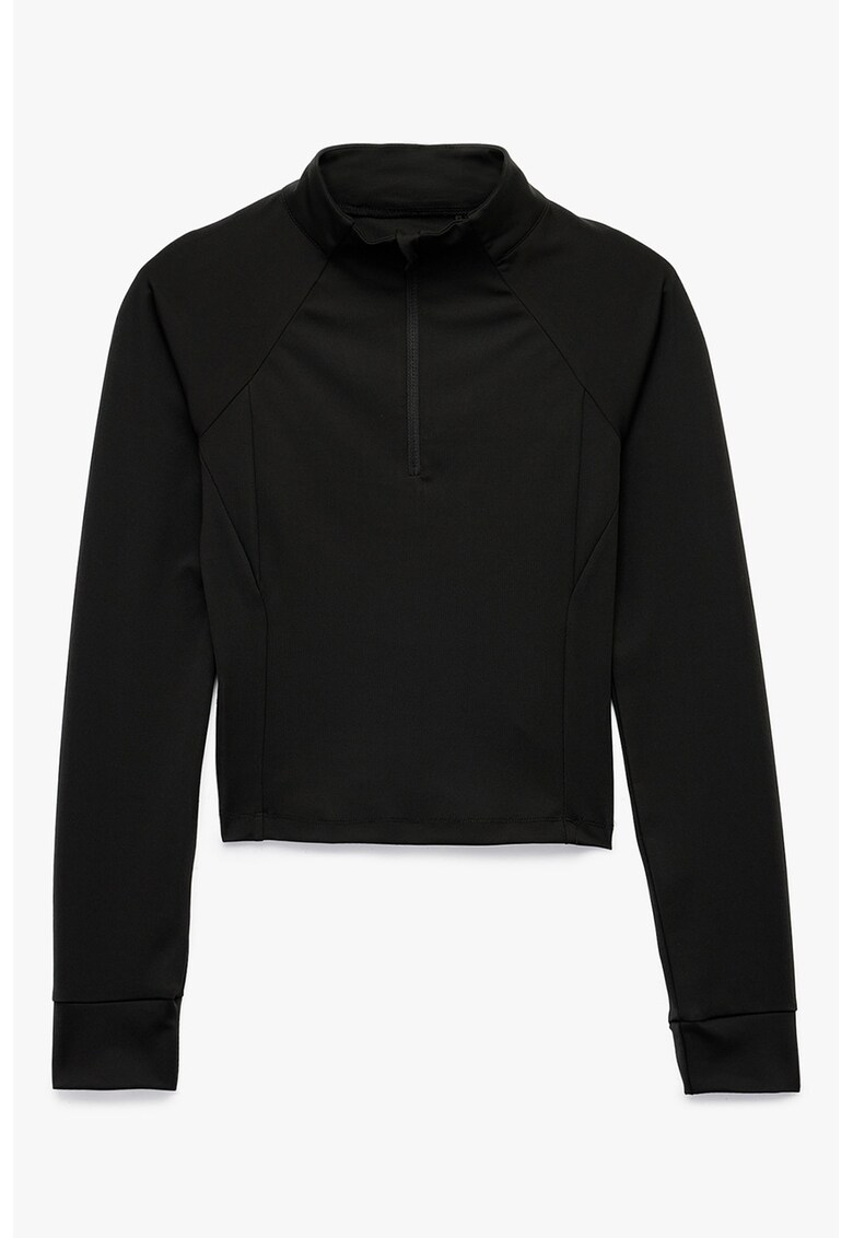 Bluza slim fit cu fenta cu fermoar - Negru