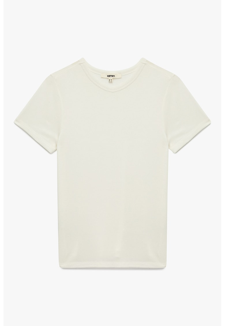 Tricou uni cu decolteu la baza gatului - Alb