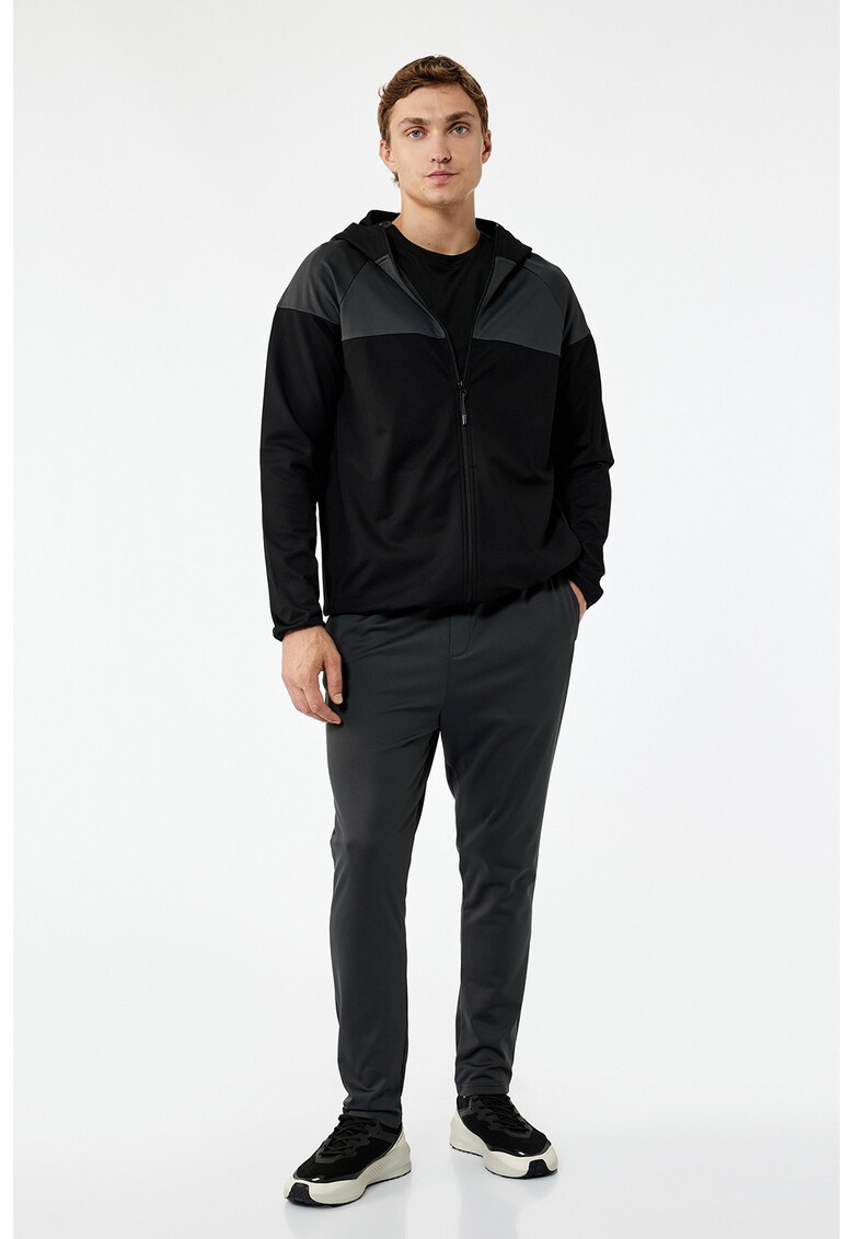 Pantaloni de trening cu snur si buzunare laterale - Gri antracit