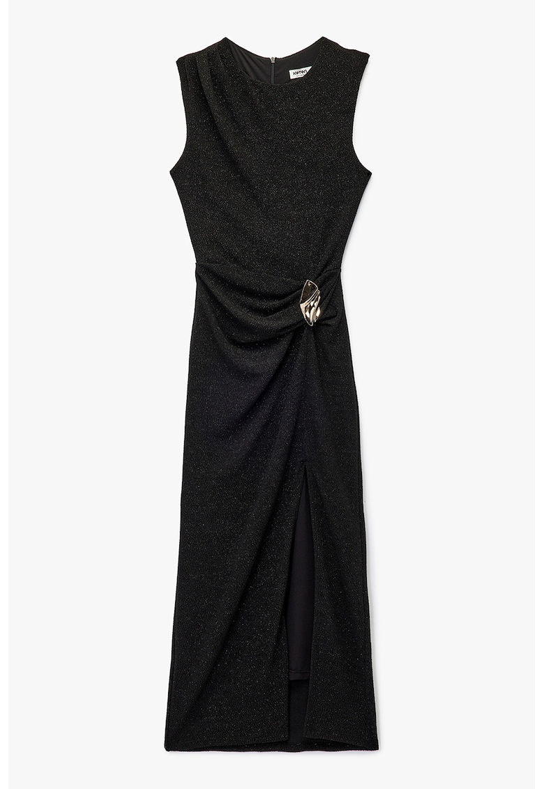 Rochie cu aspect stralucitor si model drapat - Negru